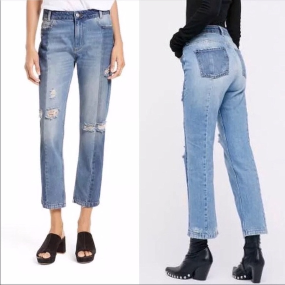 Free People The Patchwork two tone jeans